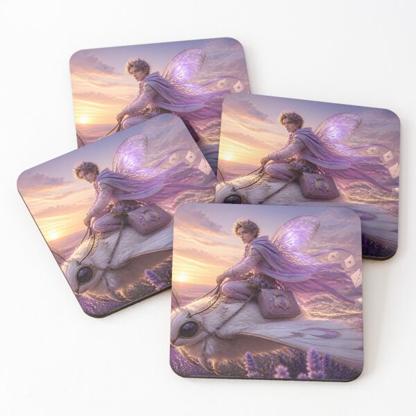 Item preview, Fairy Courier Riding White Moth Over Lavender Fields designed and sold by sigmaartstudio.