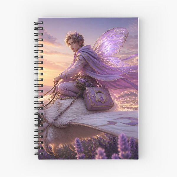 Item preview, Fairy Courier Riding White Moth Over Lavender Fields designed and sold by sigmaartstudio.
