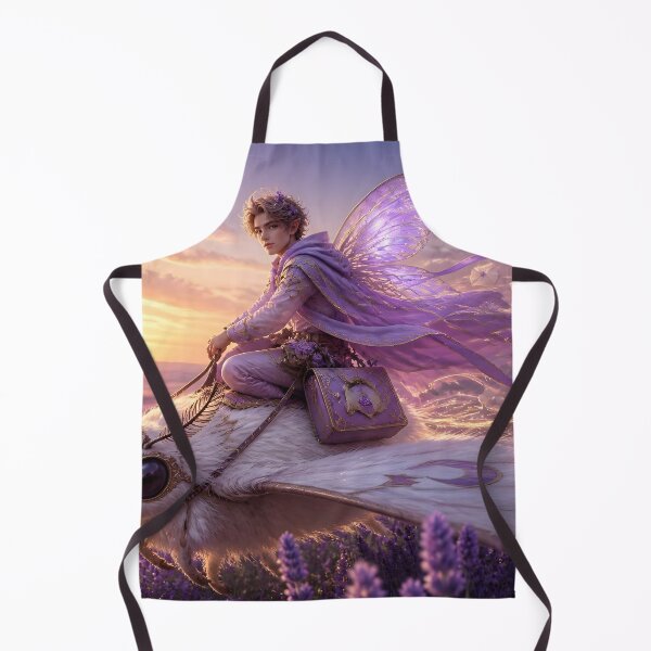Item preview, Fairy Courier Riding White Moth Over Lavender Fields designed and sold by sigmaartstudio.