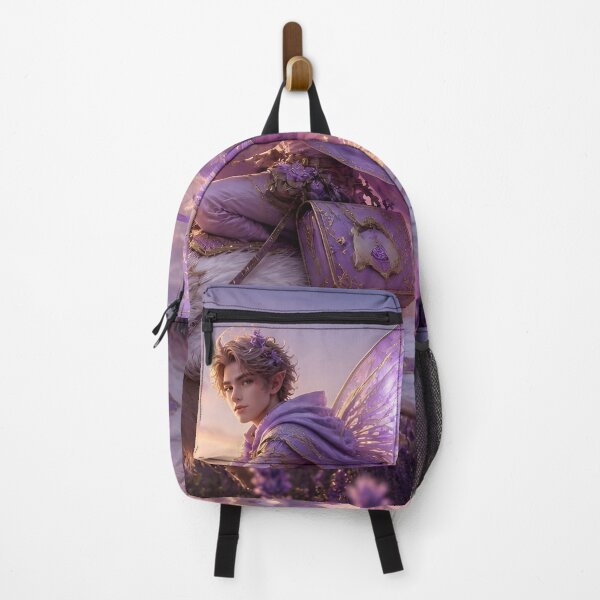 Item preview, Fairy Courier Riding White Moth Over Lavender Fields designed and sold by sigmaartstudio.