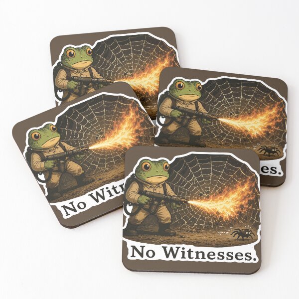 Item preview, No Witnesses Frog Sticker – Funny Spider Flamethrower Meme designed and sold by SimplePoDesign.