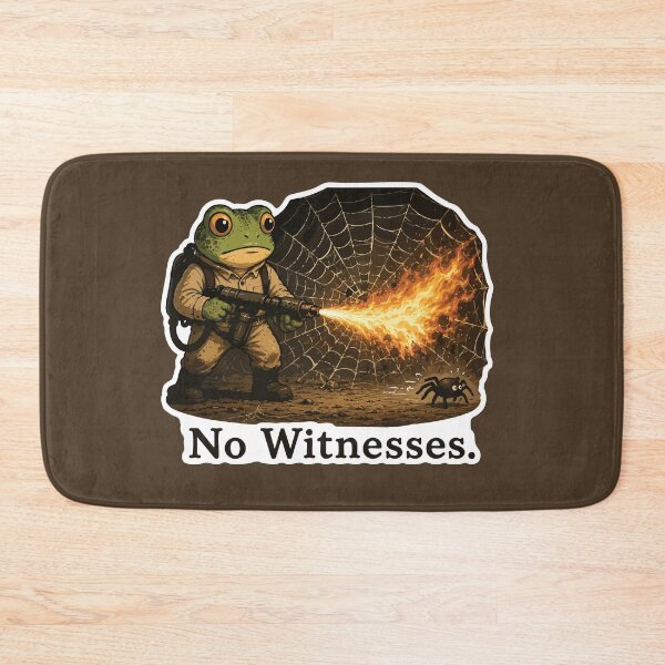 Item preview, No Witnesses Frog Sticker – Funny Spider Flamethrower Meme designed and sold by SimplePoDesign.