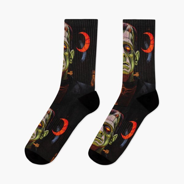 Item preview, Classic Halloween Frankenstein With Fire And Red Moon designed and sold by GaffaDesigns.
