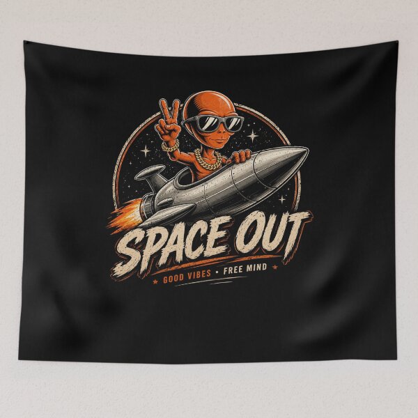 Item preview, Space Out Alien Rocket Shirt | Funny UFO Space Graphic Tee | Retro Vintage Sci-Fi Gift | Good Vibes Free Mind designed and sold by Prime legend .