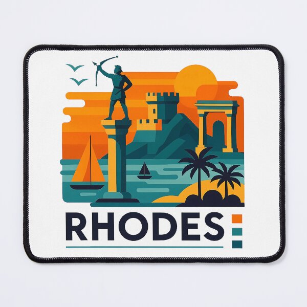 Item preview, Rhodes Greece Travel Souvenir - Mandraki Harbor Deer & Medieval Castle Art designed and sold by OzzFrequency.