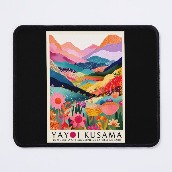 Item preview, Yayoi Kusama Colorful Mountain Landscape Poster - Vibrant Flower Polka Dot Wall Art Print, Paris Museum Edition designed and sold by scrambledpeg.
