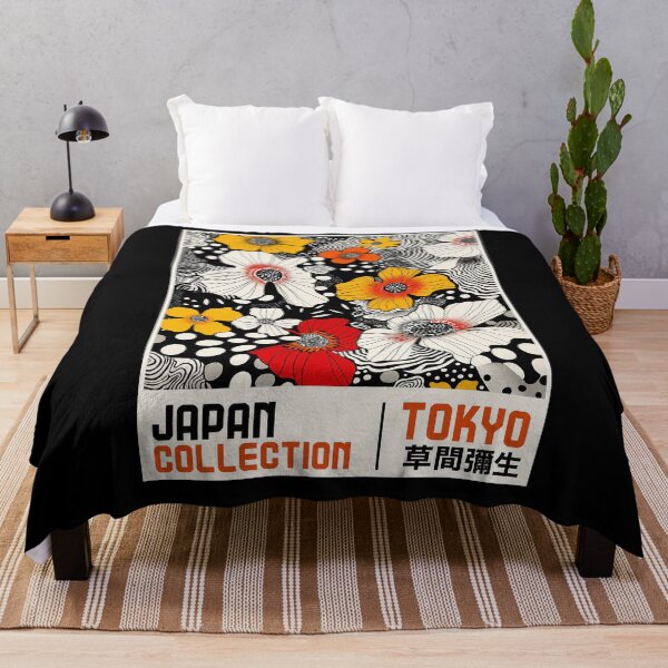 Item preview, Yayoi Kusama Flower Poster Print - Japan Collection Tokyo, Colorful Polka Dot Floral Wall Art Black Background designed and sold by MorningJoco.