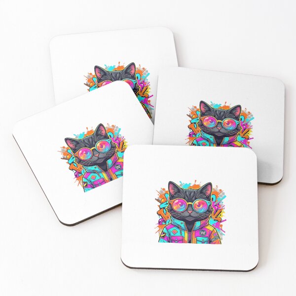 Item preview, Cool Streetwear Black Cat with Sunglasses - Neon Pop Art designed and sold by Trendykunnu.