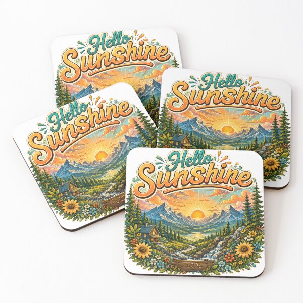 Item preview, Hello Sunshine – Mountain Sunrise | Colorful Cartoon Landscape Illustration designed and sold by SmikiM.