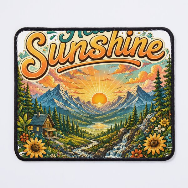 Item preview, Hello Sunshine – Mountain Sunrise | Colorful Cartoon Landscape Illustration designed and sold by SmikiM.