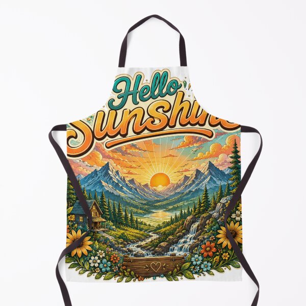 Item preview, Hello Sunshine – Mountain Sunrise | Colorful Cartoon Landscape Illustration designed and sold by SmikiM.