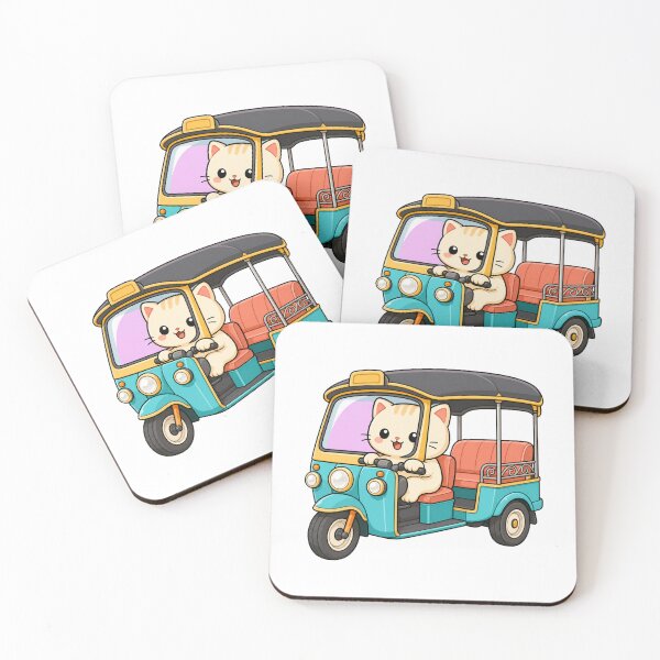 Item preview, Kawaii Cat Driving a Thai Tuk Tuk designed and sold by Doodle Planet.