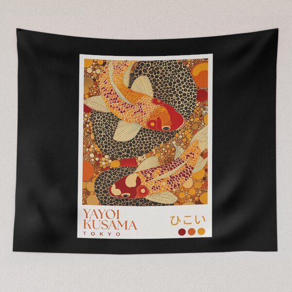 Item preview, Yayoi Kusama Koi Fish Poster Print - Orange Red Carp Wall Art, Tokyo Polka Dot Japanese Art Decor designed and sold by HappyGrandmaUB.