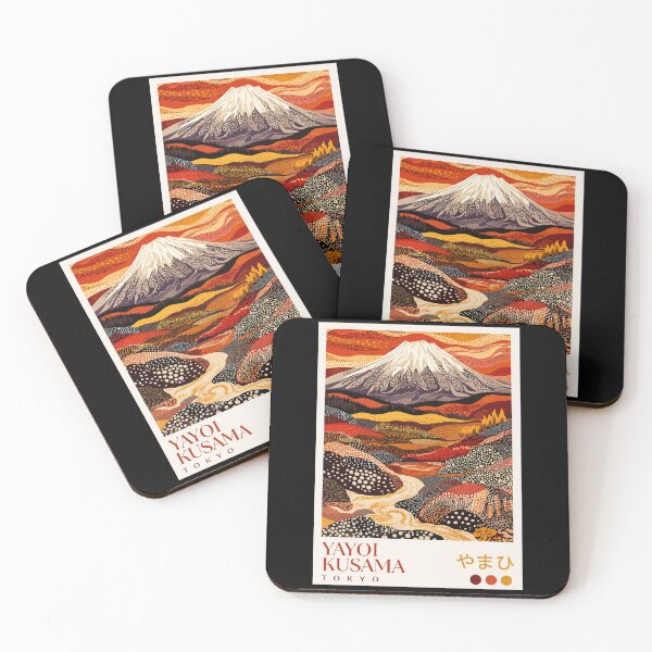 Item preview, Yayoi Kusama Mount Fuji Poster Print - Red Orange Mountain Landscape Wall Art, Tokyo Polka Dot Japanese Art designed and sold by scrambledpeg.