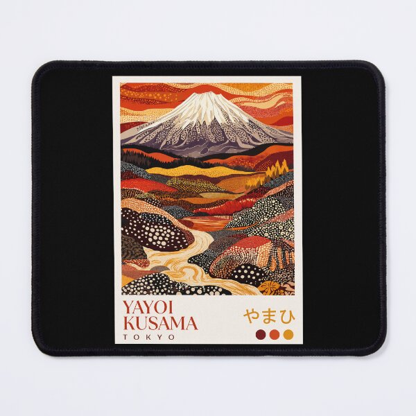 Item preview, Yayoi Kusama Mount Fuji Poster Print - Red Orange Mountain Landscape Wall Art, Tokyo Polka Dot Japanese Art designed and sold by scrambledpeg.