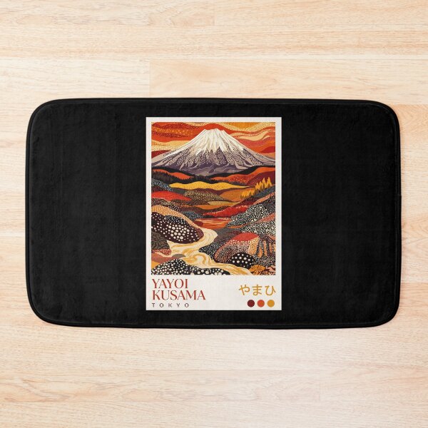 Item preview, Yayoi Kusama Mount Fuji Poster Print - Red Orange Mountain Landscape Wall Art, Tokyo Polka Dot Japanese Art designed and sold by scrambledpeg.