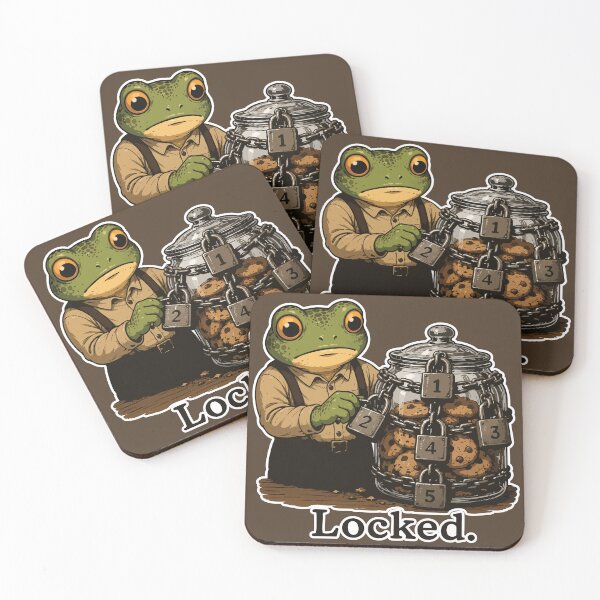 Item preview, Locked Frog Sticker – Cookie Jar Security Meme designed and sold by SimplePoDesign.