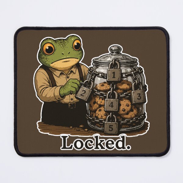 Item preview, Locked Frog Sticker – Cookie Jar Security Meme designed and sold by SimplePoDesign.