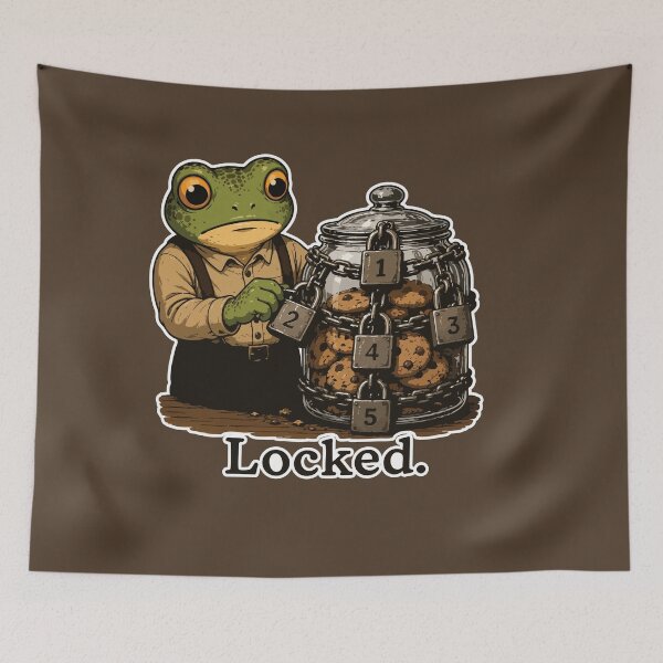 Item preview, Locked Frog Sticker – Cookie Jar Security Meme designed and sold by SimplePoDesign.