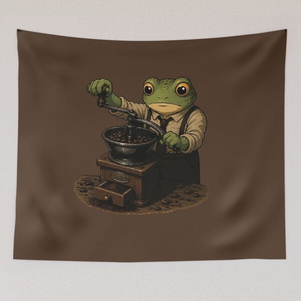 Item preview, Coffee Grinder Frog Sticker – Vintage Coffee Lover Illustration designed and sold by SimplePoDesign.