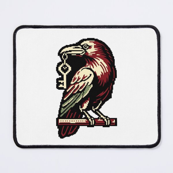 Item preview, Pixel Art Raven with Secret Key - Retro Gaming Art designed and sold by Outlet Raloel.