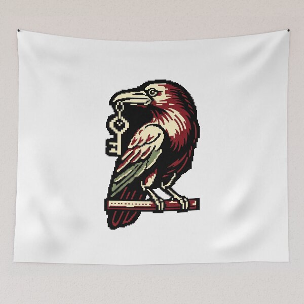 Item preview, Pixel Art Raven with Secret Key - Retro Gaming Art designed and sold by Outlet Raloel.