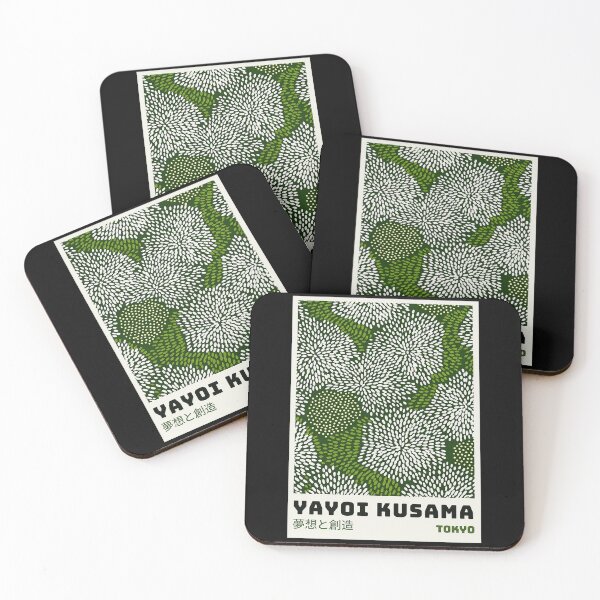 Item preview, Yayoi Kusama Green Floral Pattern Poster - White Flower Polka Dot Wall Art Print, Tokyo Modern Decor designed and sold by MorningJoco.