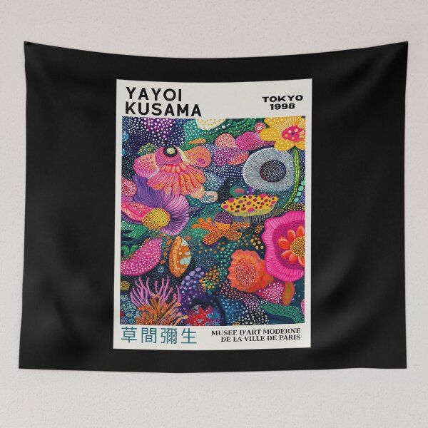 Item preview, Yayoi Kusama Vibrant Floral Garden Poster 1998 - Colorful Psychedelic Flower Wall Art Print, Tokyo Paris Museum Edition designed and sold by HappyGrandmaUB.