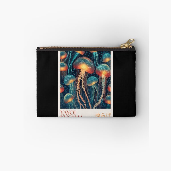 Item preview, Yayoi Kusama Jellyfish Poster Print - Glowing Blue Orange Jellyfish Wall Art, Tokyo Polka Dot Ocean Decor designed and sold by scrambledpeg.