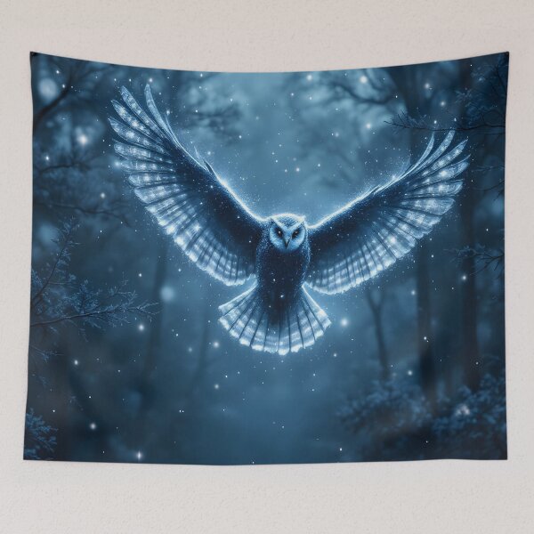 Item preview, Celestial Snow Owl – Mystical Moonlit Fantasy Bird Wall Art designed and sold by DreamyWallVibes.