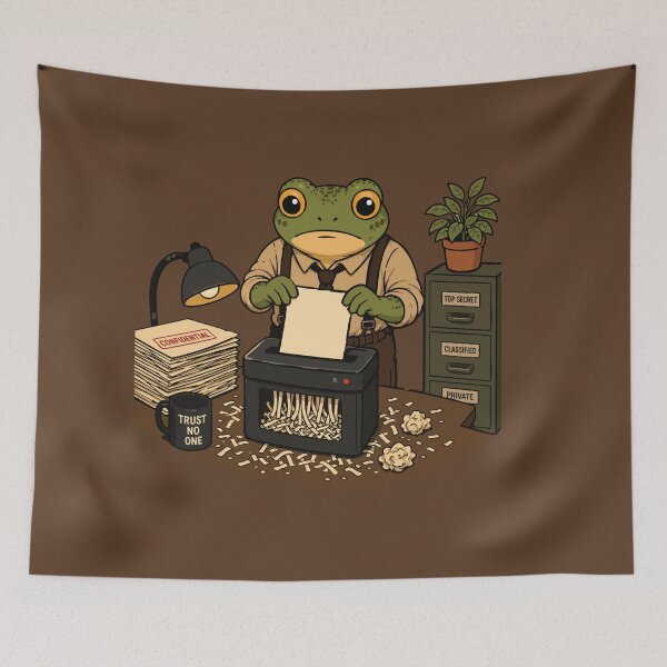 Item preview, Document Shredder Frog Sticker – Confidential Files Destroyed Illustration designed and sold by SimplePoDesign.