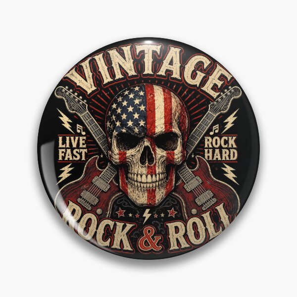 Item preview, Vintage American Flag Skull Crossed Guitars Rock designed and sold by Vermanartist.