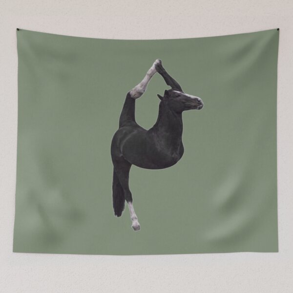 Item preview, Cursed Single Flexible Black Horse Meme designed and sold by CamilasPrints.
