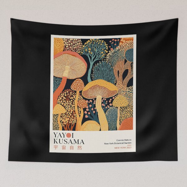Item preview, Yayoi Kusama Cosmic Nature Mushroom Poster - New York Botanical Garden 2021 Wall Art Print designed and sold by HappyGrandmaUB.