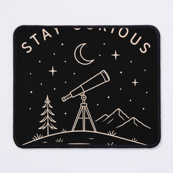 Item preview, Stay Curious | Minimal Telescope & Night Sky T-Shirt | Stargazing Nature Line Art Design designed and sold by Lynn Creates.