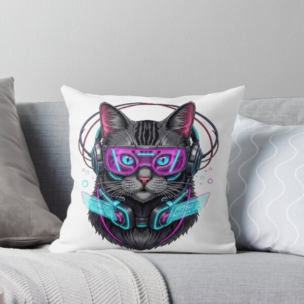 Item preview, Cyberpunk Neon Glitch Cat - Futuristic Meme Aesthetic designed and sold by Bangcen.