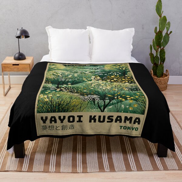 Item preview, Yayoi Kusama Green Forest Flower Poster - Yellow White Floral Landscape Wall Art Print, Tokyo Dreams and Creation designed and sold by scrambledpeg.