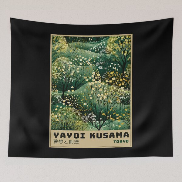 Item preview, Yayoi Kusama Green Forest Flower Poster - Yellow White Floral Landscape Wall Art Print, Tokyo Dreams and Creation designed and sold by scrambledpeg.
