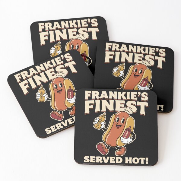 Item preview, Frankie's Finest Served Hot Vintage Hotdog Cartoon designed and sold by TeNovaStudio ⭐⭐⭐⭐⭐.