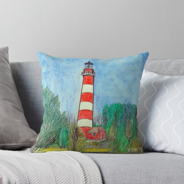 Item preview, Red and White Lighthouse Landscape designed and sold by Haxson37art.