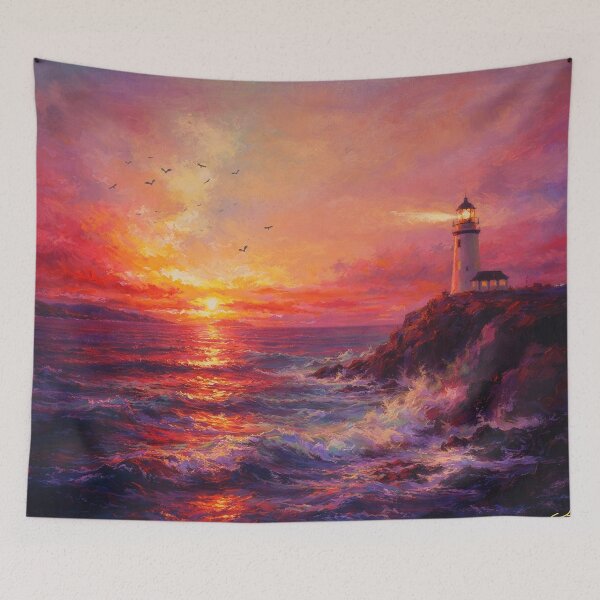 Item preview, Lighthouse Sunset - Contemporary Coastal Seascape designed and sold by Joey Santiago.