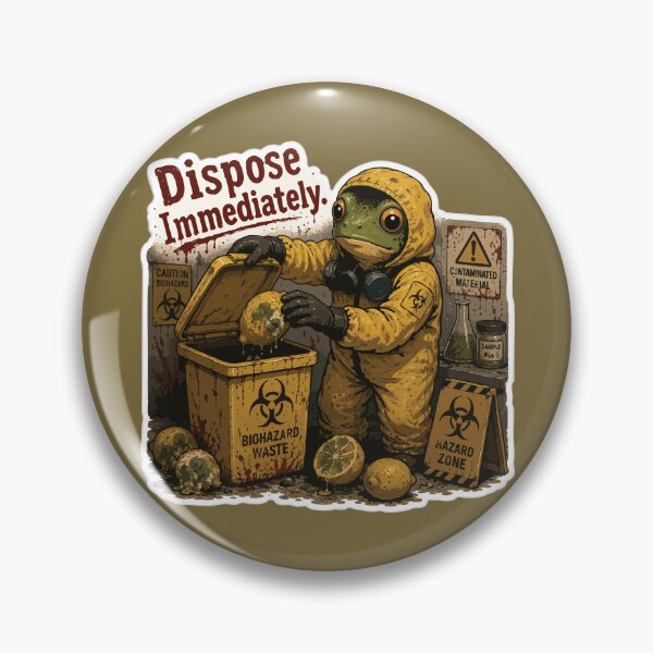 Item preview, Biohazard Disposal Frog Sticker – Hazardous Waste Cleanup Illustration designed and sold by SimplePoDesign.