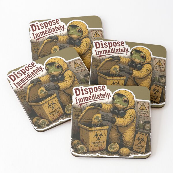 Item preview, Biohazard Disposal Frog Sticker – Hazardous Waste Cleanup Illustration designed and sold by SimplePoDesign.