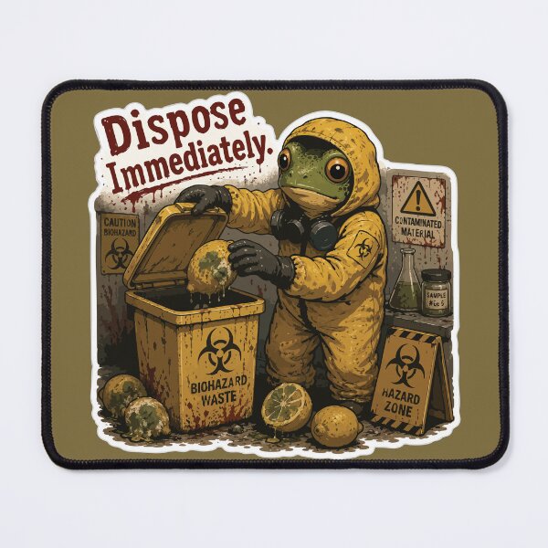 Item preview, Biohazard Disposal Frog Sticker – Hazardous Waste Cleanup Illustration designed and sold by SimplePoDesign.