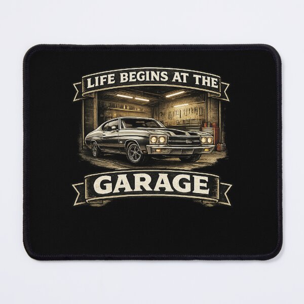 Item preview, Life Begins at the Garage designed and sold by RetroPlus.