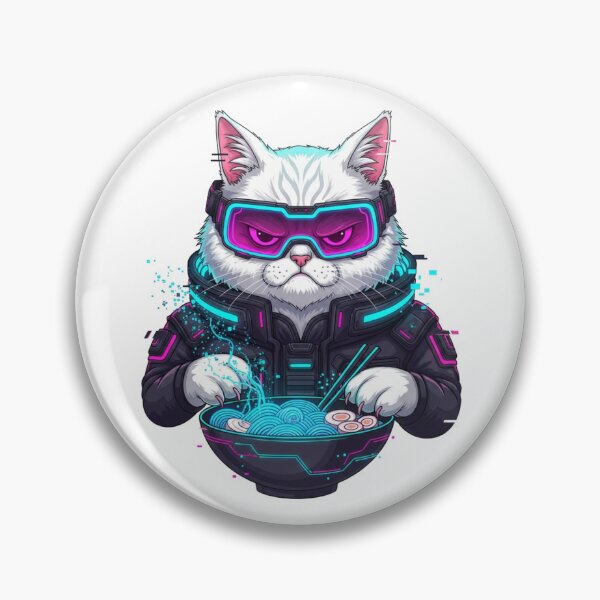 Item preview, Cyberpunk Neon Ramen Cat Meme - Retro Futurism Art designed and sold by Bangcen.