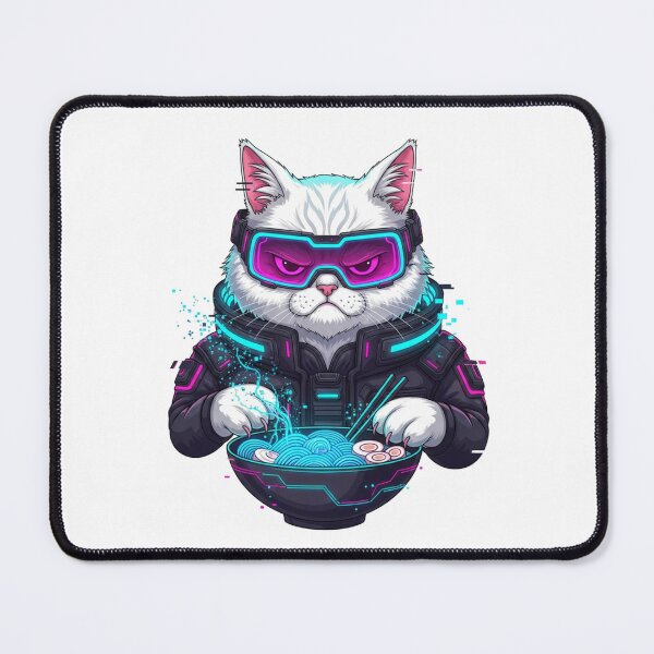 Item preview, Cyberpunk Neon Ramen Cat Meme - Retro Futurism Art designed and sold by Bangcen.