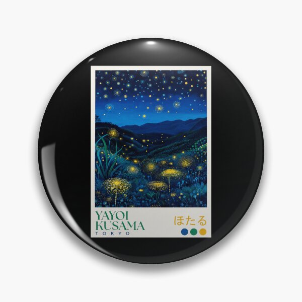 Item preview, Yayoi Kusama Firefly Poster Print - Blue Yellow Glowing Dandelion Night Landscape Wall Art, Tokyo Art designed and sold by MorningJoco.