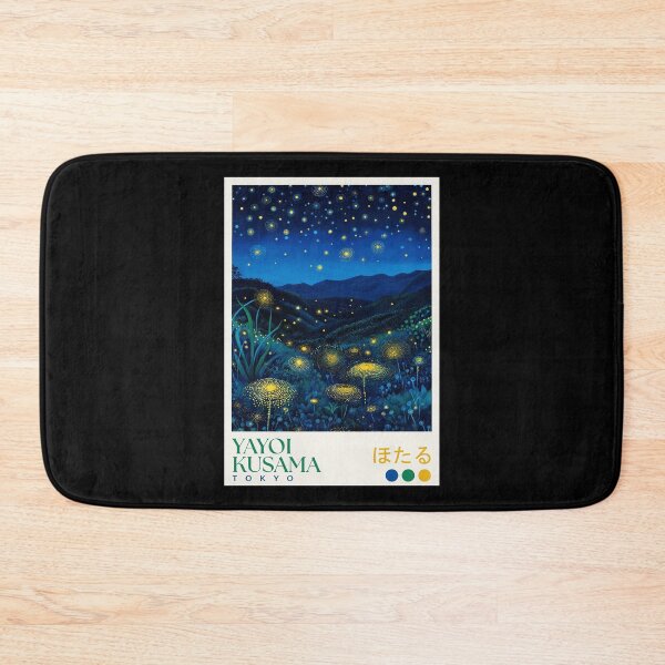 Item preview, Yayoi Kusama Firefly Poster Print - Blue Yellow Glowing Dandelion Night Landscape Wall Art, Tokyo Art designed and sold by MorningJoco.