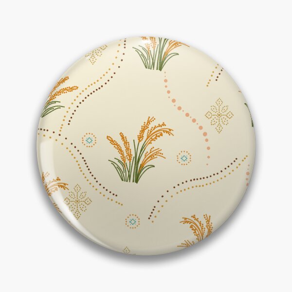 Item preview, Rice plant with golden rice ears, Asian botanical folk textile background designed and sold by Lannanun.